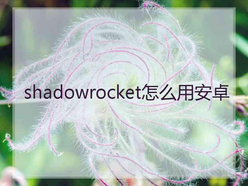 shadowrocket怎么用安卓